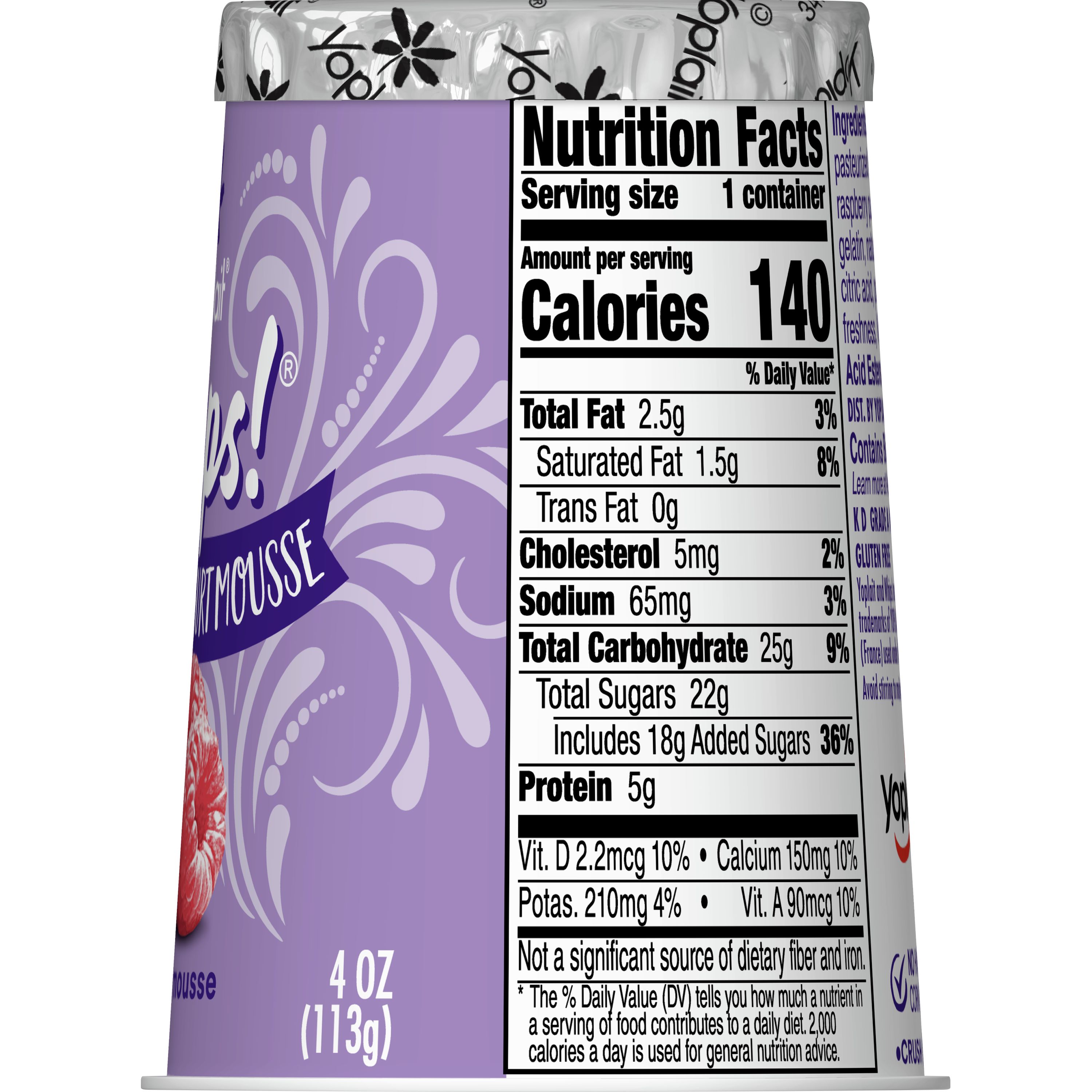 Yoplait® Whips!® Gluten Free Yogurt Mousse Single Serve Cup Raspberry