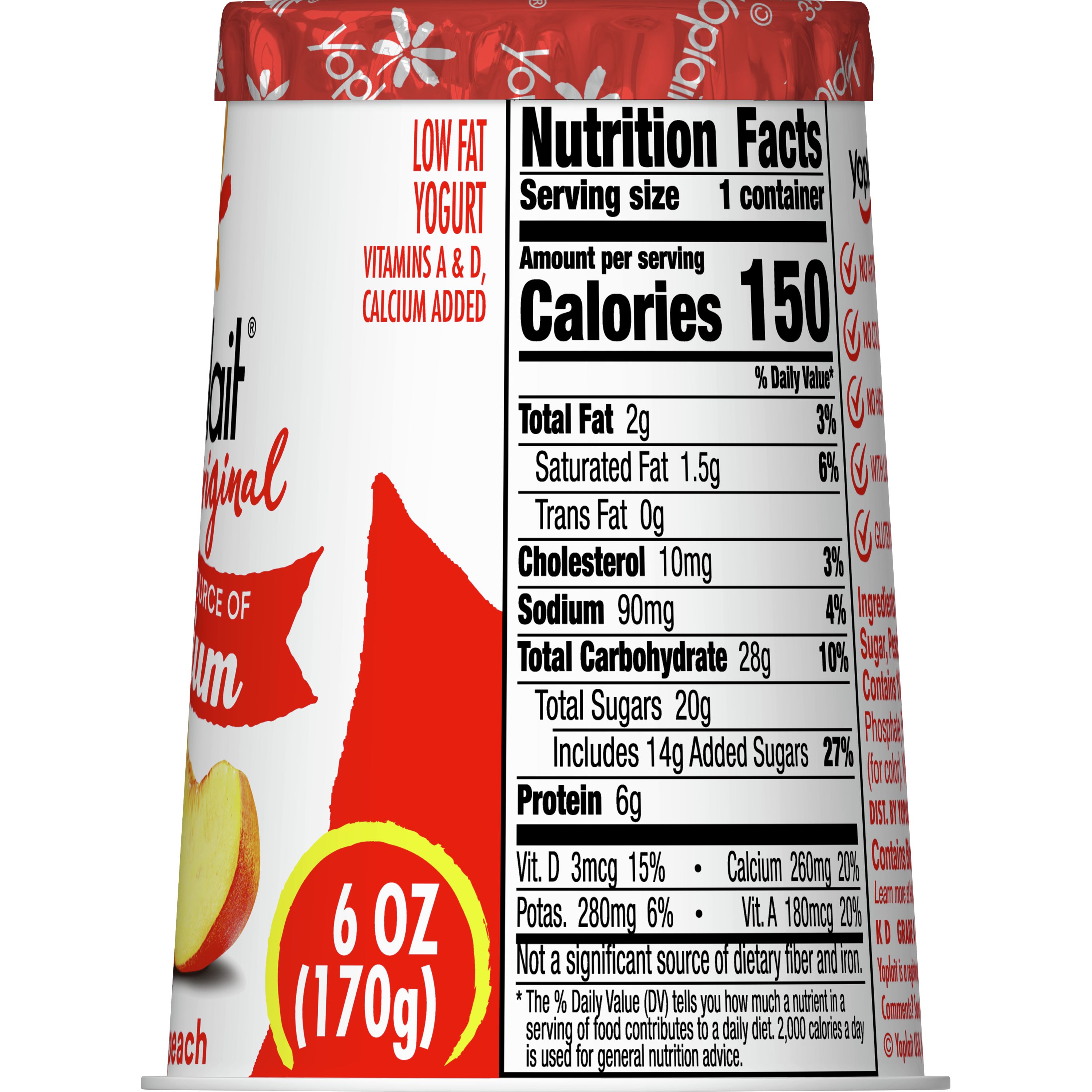 Yoplait® Original Gluten Free Yogurt Single Serve Cup Harvest Peach 6