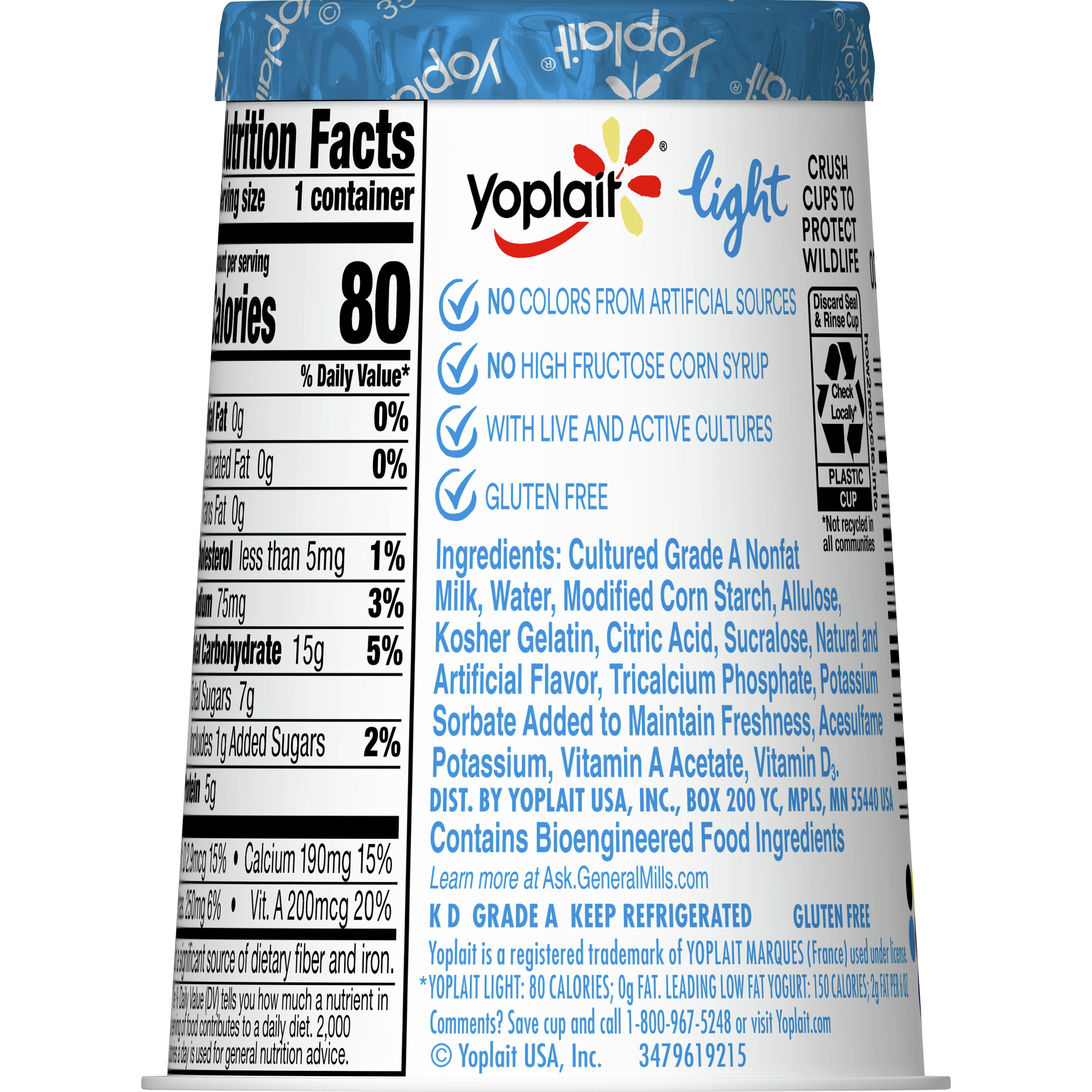 Yoplait® Light Gluten Free Yogurt Single Serve Cup Very Vanilla 6 oz