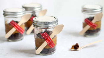 Caramel Fudge Cake in Jars