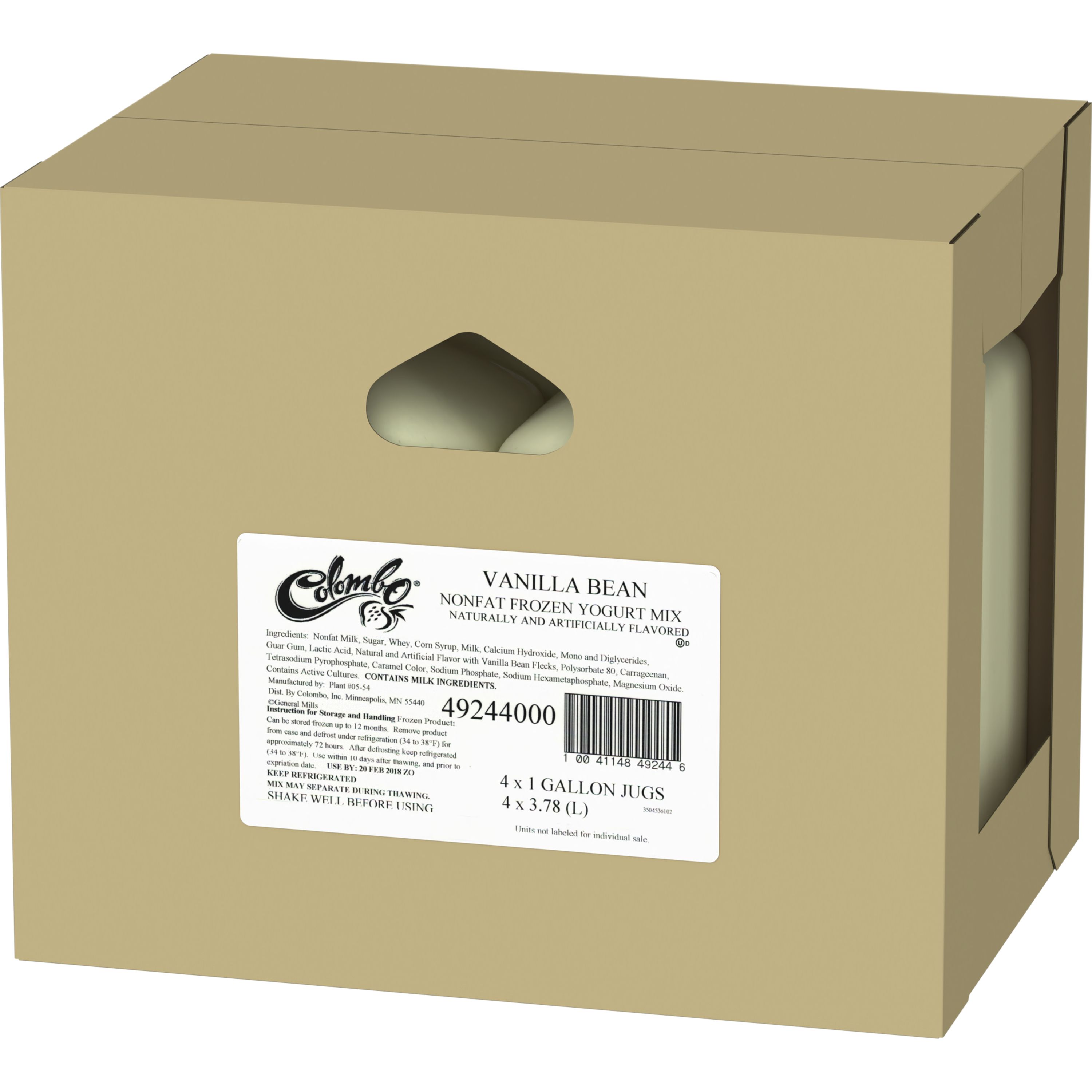 Colombo™ Frozen Yogurt Mix Bulk Soft Serve Fat Free Vanilla Bean 1 gal