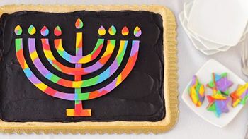 Rainbow Menorah Cookie Pizza