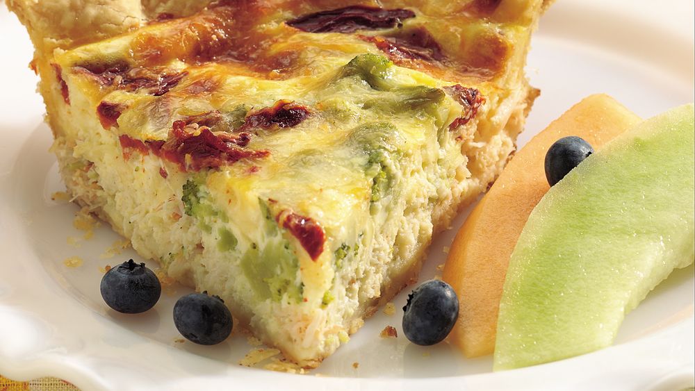 Crab, Broccoli and Roasted Red Pepper Quiche recipe from