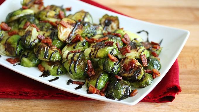 Grilled Brussels Sprouts with Bacon and Balsamic