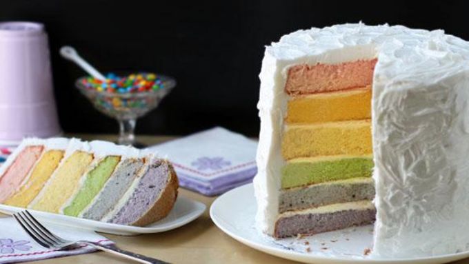 Rainbow Layer Cake with Natural Food Coloring