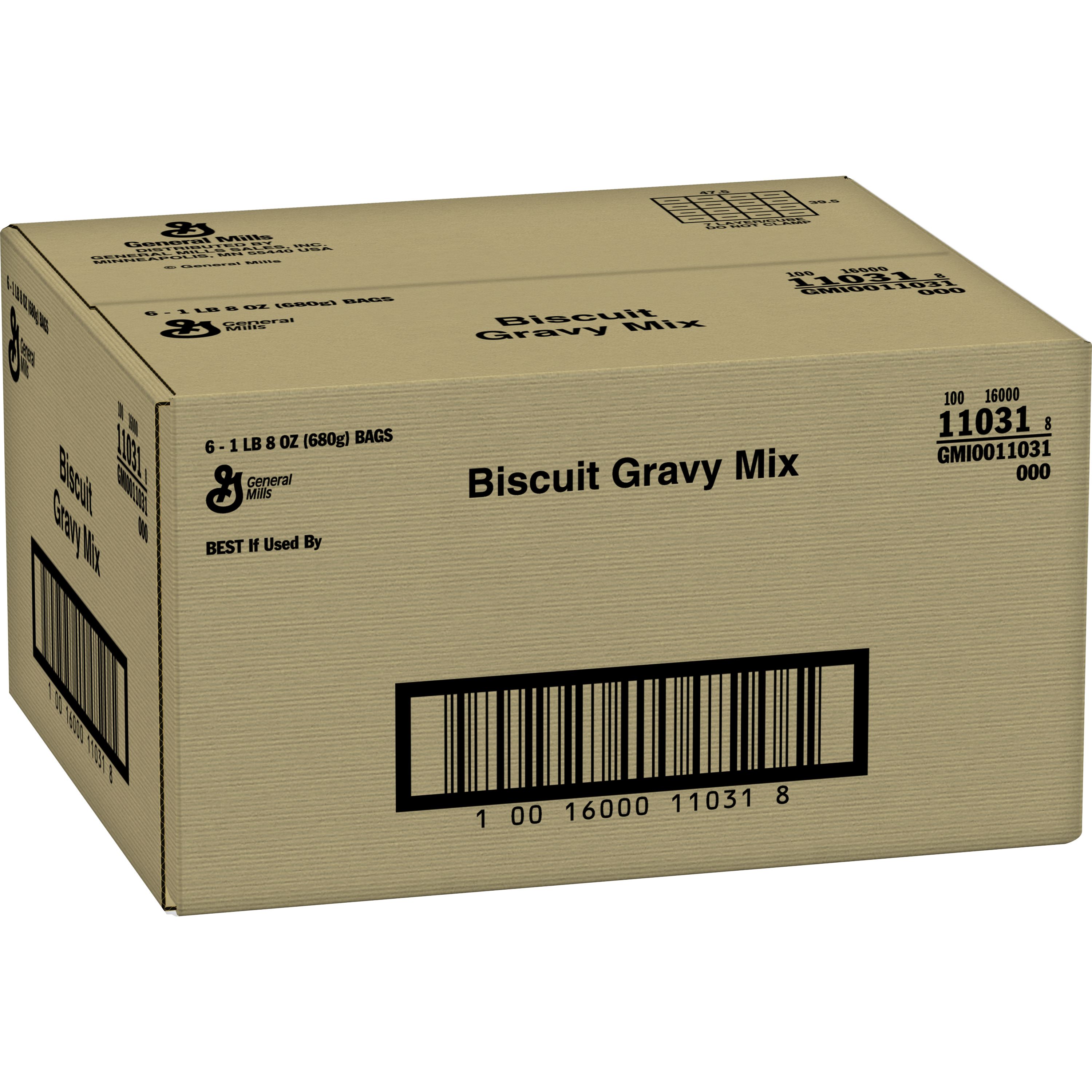 Case - Left Front 3D General Mills Gravy Mix Bag Biscuit 6/1.5 LB