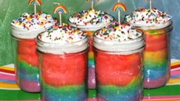 Rainbow Cake in a Jar
