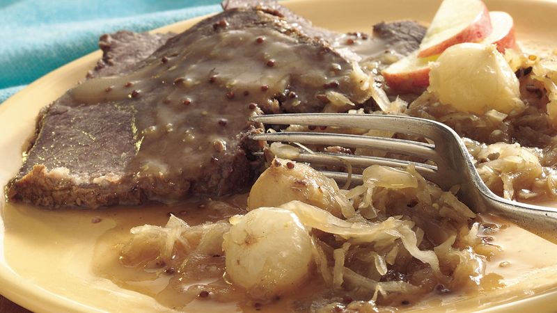 Slow Cooker Bavarian Style Beef And Sauerkraut Recipe