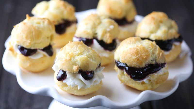 Quick Boozy Raspberry Sauce and Cream Puffs