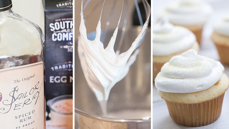 Boozy Eggnog Cupcakes