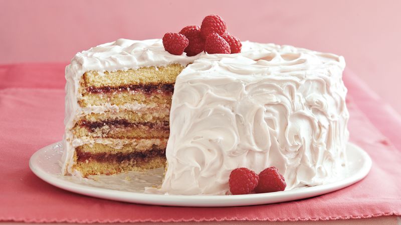 Raspberry Laced Vanilla Cake Recipe Bettycrocker Com