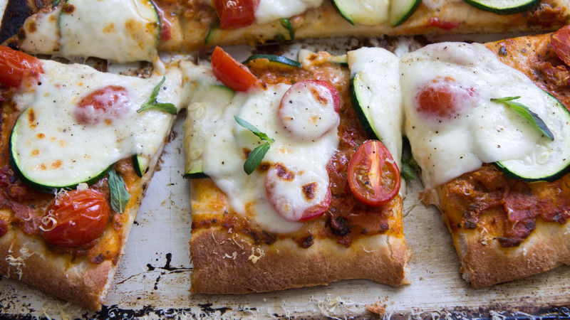 Garden Pizza with Sun-Dried Tomato Pesto