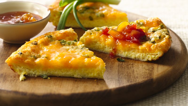 Baked Puffy Cheese Omelet with Peach Salsa