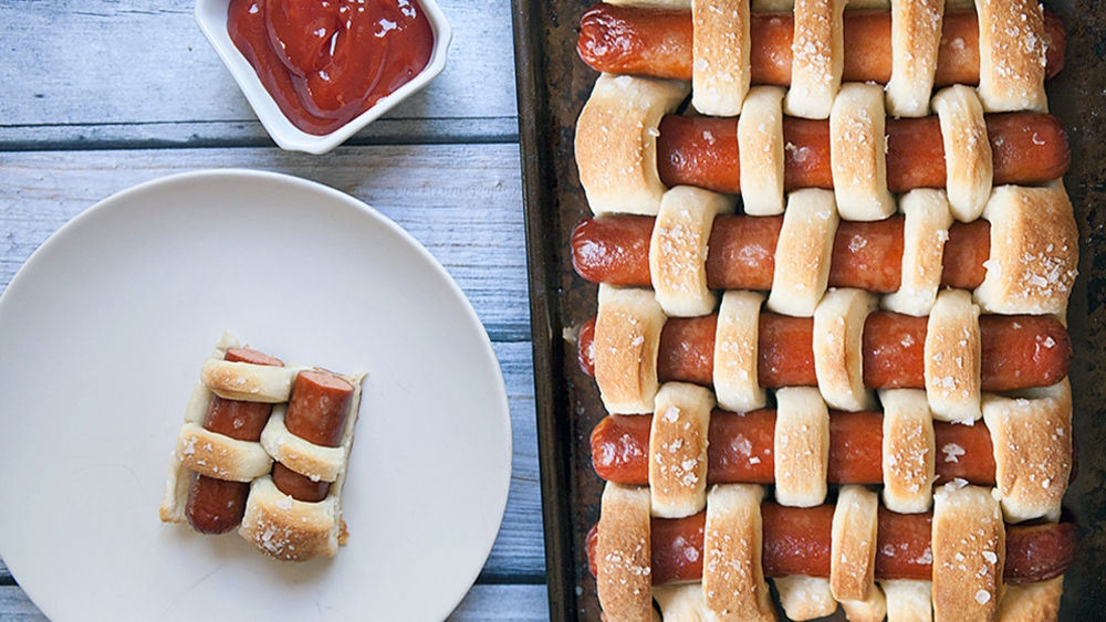 Pretzel Woven Hot Dogs recipe from