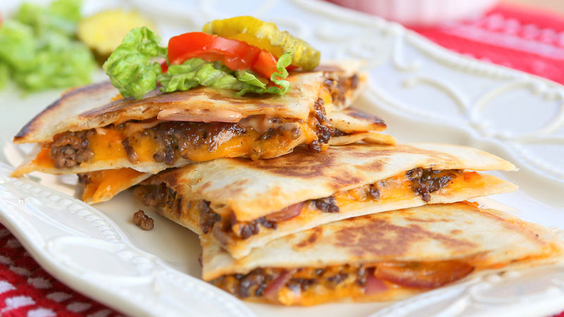 Mexi Cheeseburger Quesadillas Recipe - Tablespoon.com