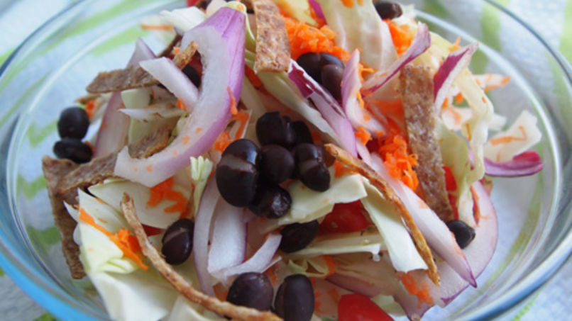 Cabbage and Bean Salad with Tortilla Chips