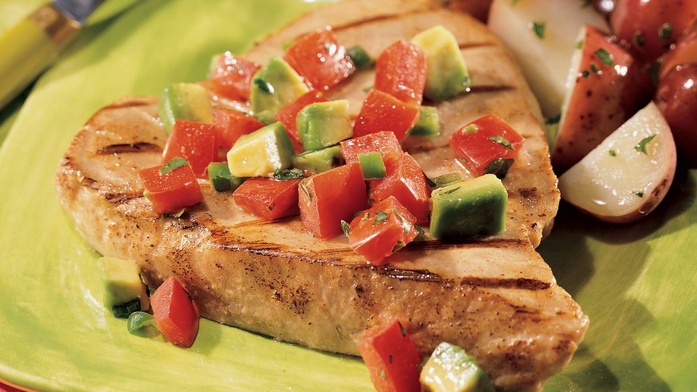 Tuna Steaks with Avocado and Tomato recipe from