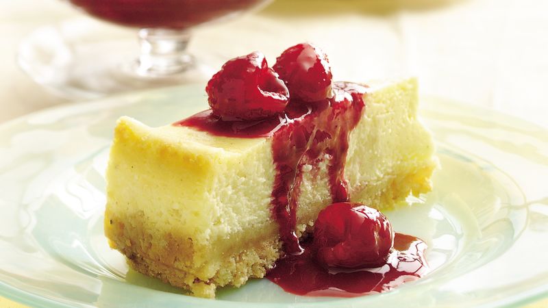 Raspberry-Topped Eggnog Cheesecake