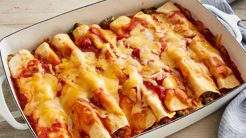 Spinach and Beef Enchiladas recipe from Betty Crocker