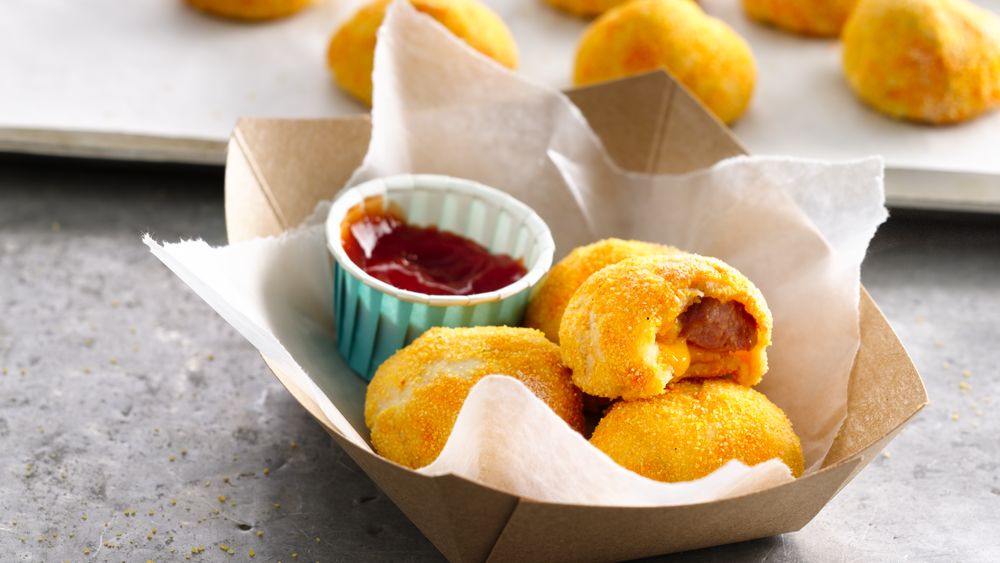 Cheesy Sriracha Corn Dog Poppers Recipe
