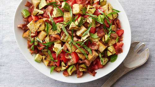 Grilled Avocado and Bacon Panzanella