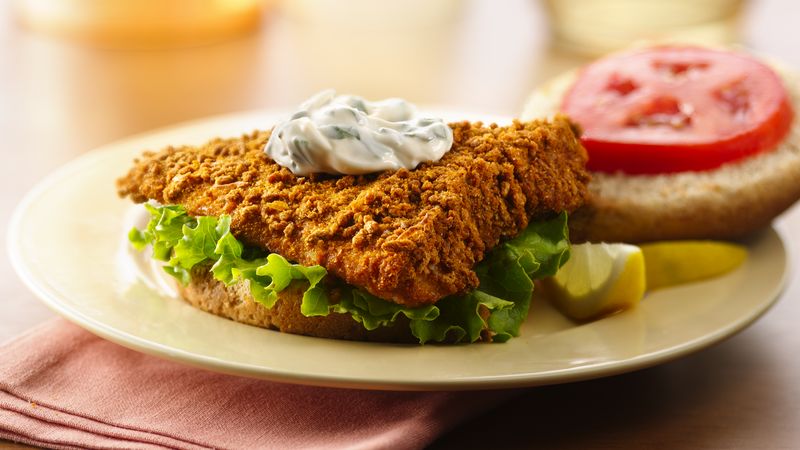 Fish Sandwiches with Lemon-Basil Mayo Sauce
