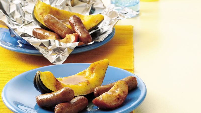 Maple Squash Wedges and Pork Links