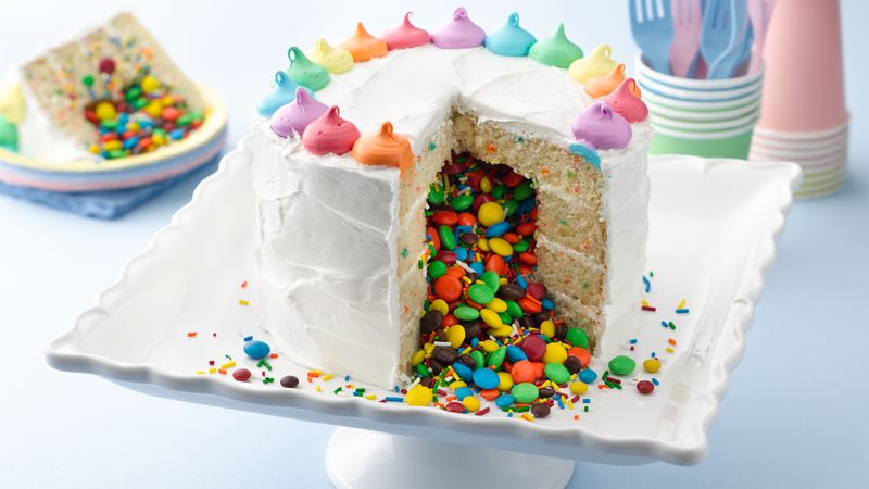 Rainbow Surprise Inside Cake Recipe - BettyCrocker.com