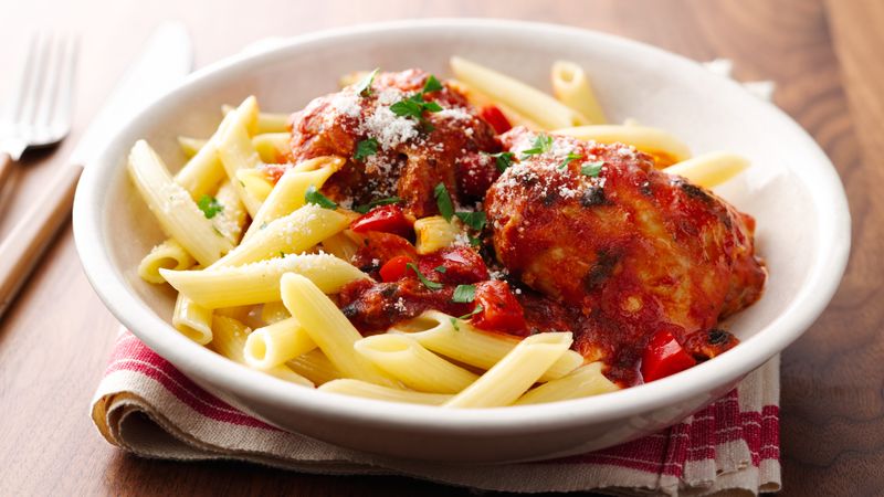 Slow-Cooker 3-Ingredient Italian Chicken prepared recipe in a bowl