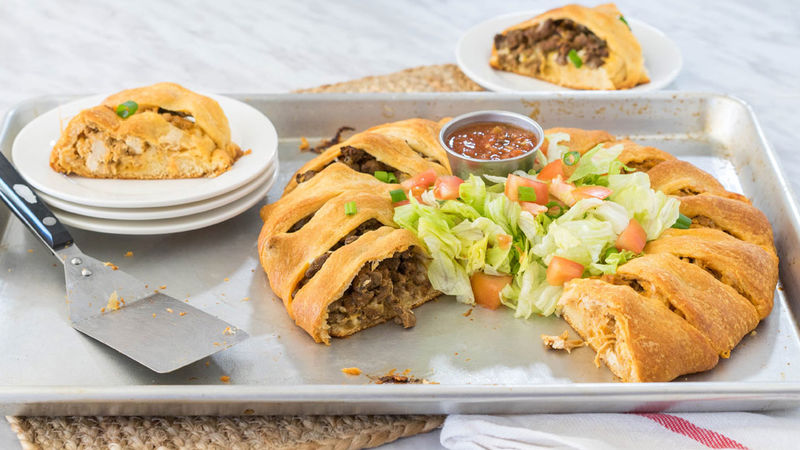 Half And Half Taco Crescent Ring Recipe Pillsbury Com