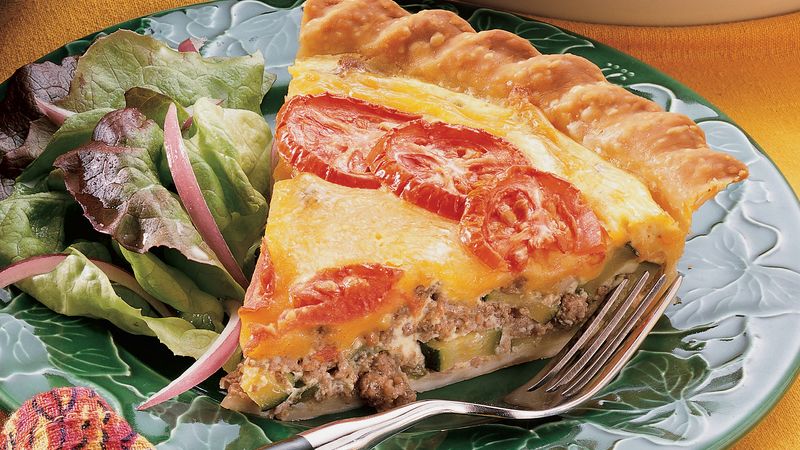 Cheddar, Beef and Zucchini Pie