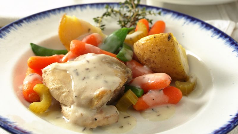 Slow Cooker Creamy Herbed Chicken Stew 