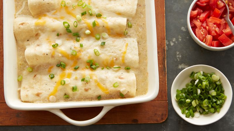 Skinny Creamy Chicken Enchiladas