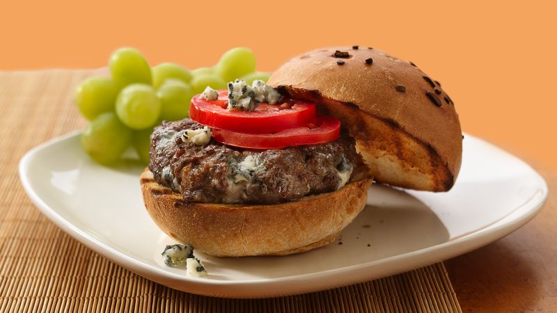 Garlic Pepper-Blue Cheese Burgers