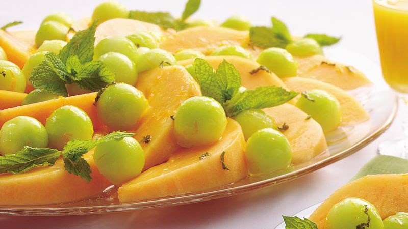 Melon Salad with Orange-Mint Syrup