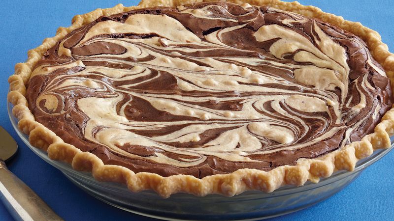 Peanut Butter Swirl Brownie Pie