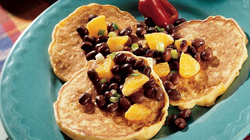 Corn Cakes with Orange-Black Bean Salsa