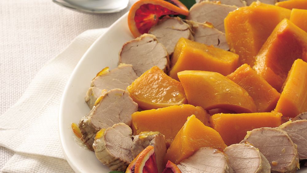 SlowCooker Orange Pork Tenderloin with Butternut Squash recipe from