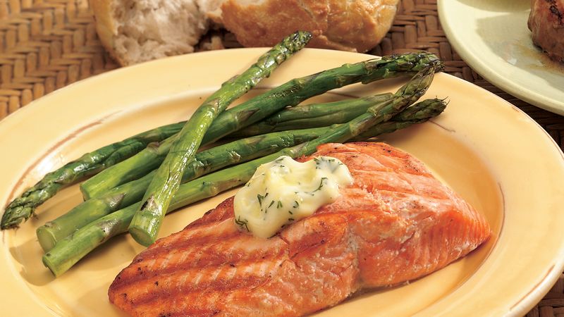 Grilled Salmon with Lemon-Dill Butter Recipe - BettyCrocker.com