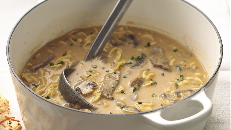 Creamy Beef Mushroom And Noodle Soup Recipe Bettycrocker Com