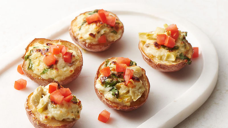 Mini Spinach-Artichoke Potato Skins