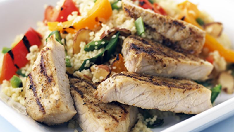 Skinny Cajun Pork with Fresh Pepper Couscous