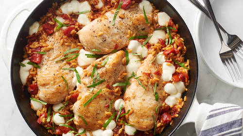 Caprese Chicken and Orzo Skillet-image