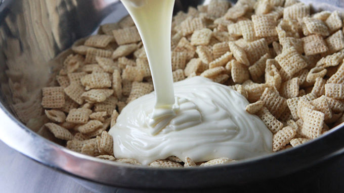 so try 20 second intervals stirring between each until the chocolate is smooth and fluid do not over cook pour melted chocolate chips over chex - Christmas Chex Mix White Chocolate so try 20 second intervals stirring between each until the chocolate is smooth and fluid do not over cook pour melted chocolate chips over chex - Christmas Chex Mix White Chocolate