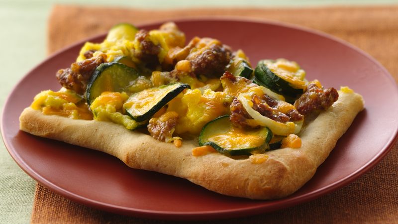Sausage and Zucchini Breakfast Pizza