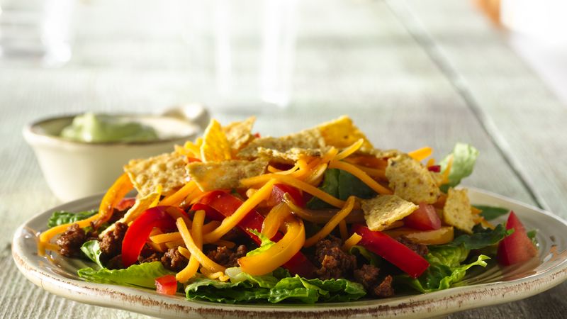 Ground Beef Fajita Taco Salad Recipe - Tablespoon.com