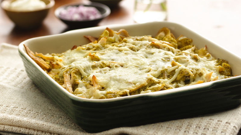 Tortilla Triangles in Tomatillo Sauce (Chilaquiles) 