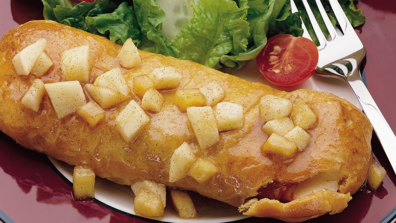 Apple-Glazed Ham and Cheese Rolls