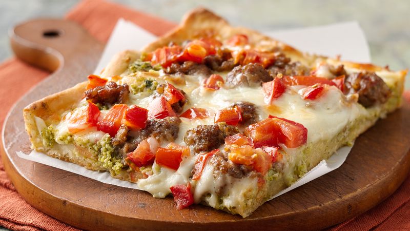 Sicilian-Style Pizza with Broccoli Pesto Recipe - Pillsbury.com