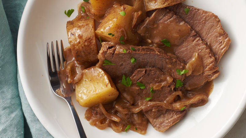 Slow Cooker Beef Roast With Onions And Potatoes Recipe Bettycrocker Com